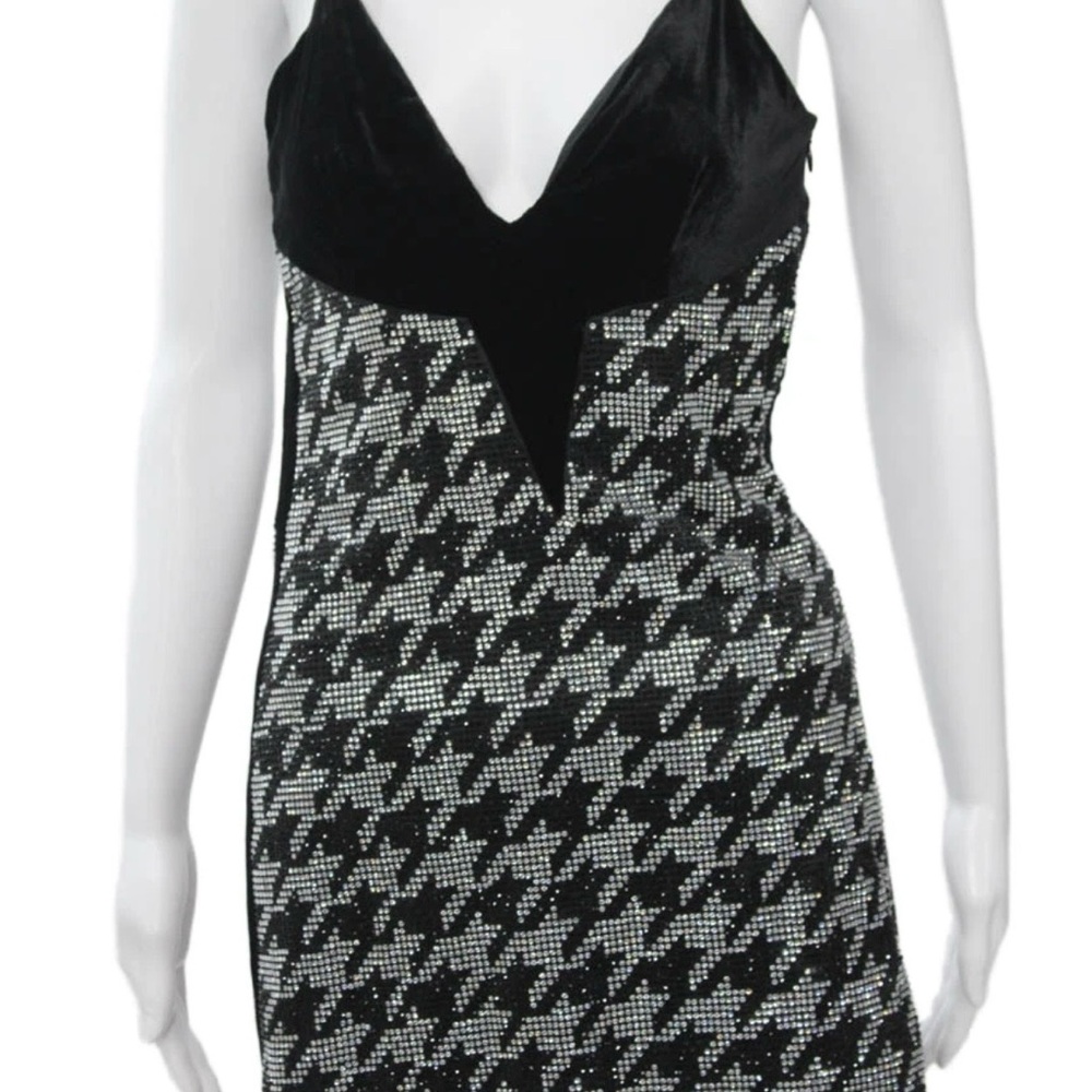 Retrofete Black Silk Crystal Low Back Slip Dress | Mini | Size Small